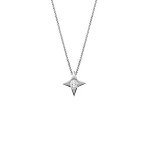 0.04 Ct Star Diamond Pendant Necklace in 18K White Gold
