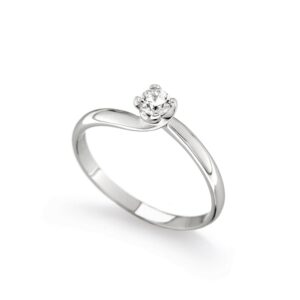 0.22 Carat Four Prong Twisted Ring in 18K White Gold