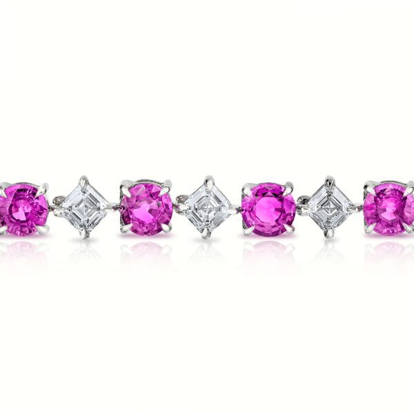 Pink Sapphire and Diamond Platinum Bracelet