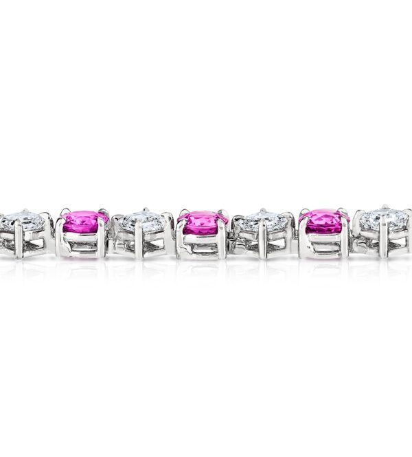 Pink Sapphire and Diamond Platinum Bracelet