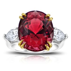 15.13 Carat Oval Red Spinel and Diamond Platinum and 18k Yellow Gold Ring