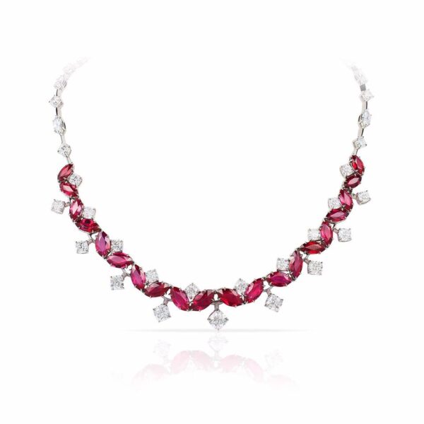 29.30 Carat Mozambique Ruby and Diamond Necklace