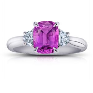 2.22 Carat Cushion Pink Sapphire and Diamond Ring