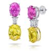 15.11 Carat Oval Pink and Yellow Sapphires and Diamond Platinum