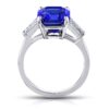 6.16 Carat Square Emerald Blue Sapphire and Baguette Diamonds Ring