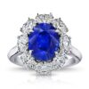 4.37 Carat Oval Blue Sapphire and Diamonds Ring