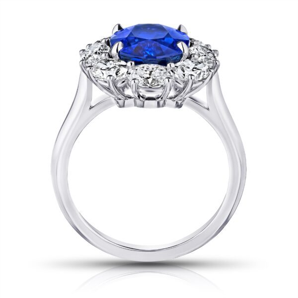 4.37 Carat Oval Blue Sapphire and Diamonds Ring