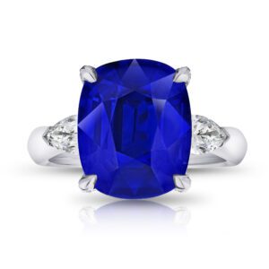 Cushion Shaped Blue Sapphire and Diamonds Ring