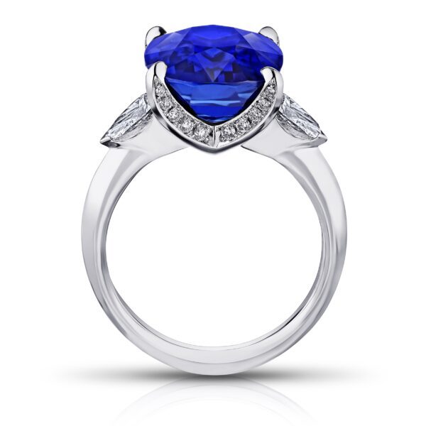 Cushion Shaped Blue Sapphire and Diamonds Ring