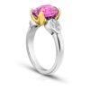 4.04 Carat Emerald Cut Pink Sapphire and Diamond Platinum and 18k Ring