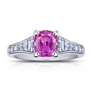 1.38 Carat Pink Cushion Sapphire and Diamond Ring