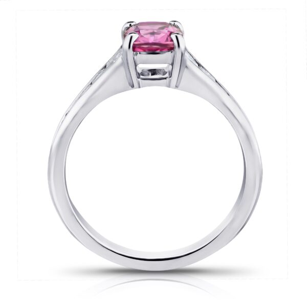1.38 Carat Pink Cushion Sapphire and Diamond Ring
