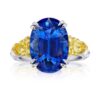 9.08 Carat Oval Blue Sapphire and Fancy Yellow Diamond Platinum and 18k Ring