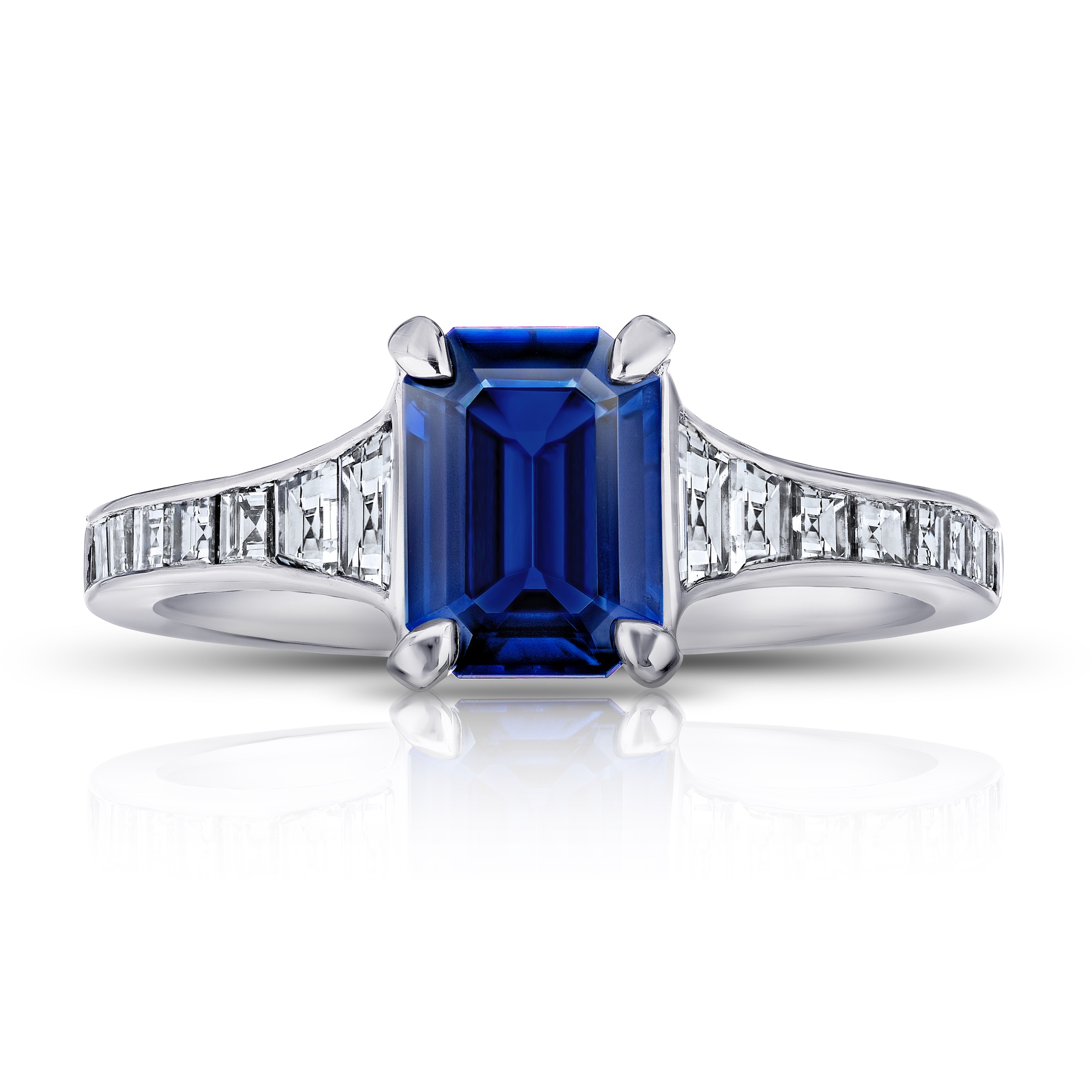 1.41 Carat Emerald Cut Blue Sapphire Ring | Beveli Official eShop