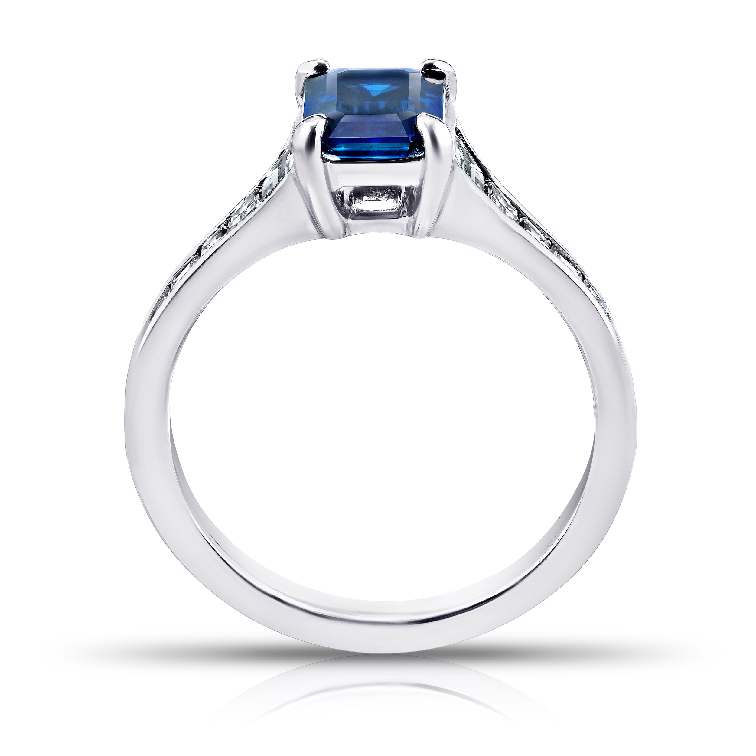 1.41 Carat Emerald Cut Blue Sapphire Ring - Beveli Official eShop