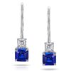 1.90 Carat Blue Asscher Cut Sapphire and Diamond Platinum Earrings