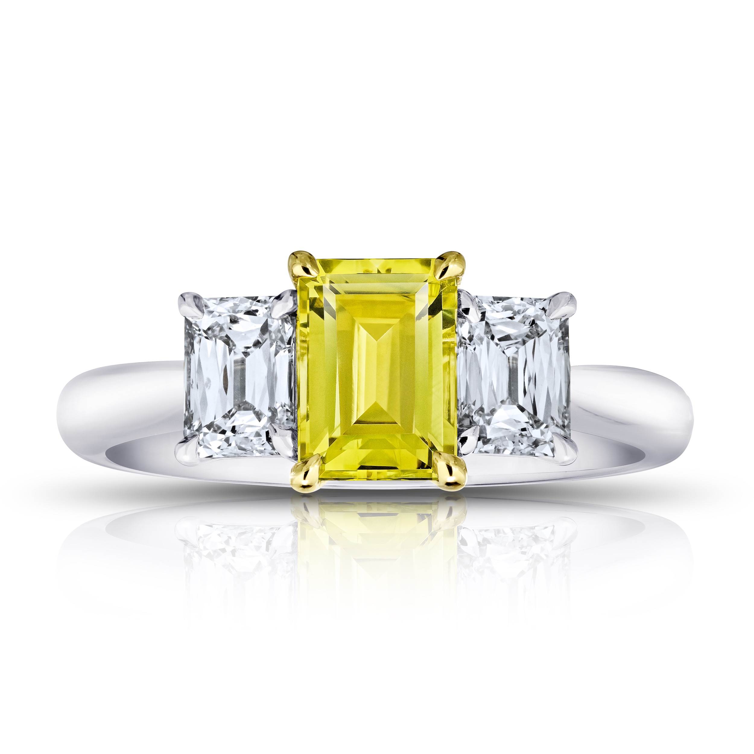 1.37 Carat Emerald Cut Yellow Sapphire Ring - Beveli Official eShop