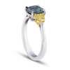 2.44 Carat Cushion Greenish Blue Sapphire and Diamond Platinum and 18k Ring