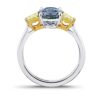 2.44 Carat Cushion Greenish Blue Sapphire and Diamond Platinum and 18k Ring