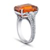 16.10 Carat Emerald Cut Orange Sapphire and Diamond Ring