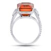 16.10 Carat Emerald Cut Orange Sapphire and Diamond Ring