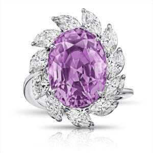 13.46 Carat Oval Pink Sapphire and Diamond Ring