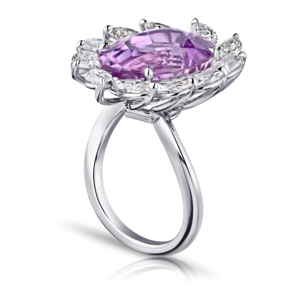 13.46 Carat Oval Pink Sapphire and Diamond Ring