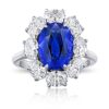 5.30 Carat Oval Blue Sapphire and Diamond Ring
