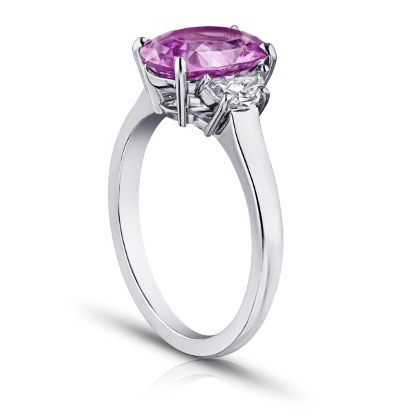 3.21 Carat Oval Pink Sapphire and Diamond Ring