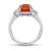 3.21 Carat Emerald Cut Orange Sapphire and Diamond Ring