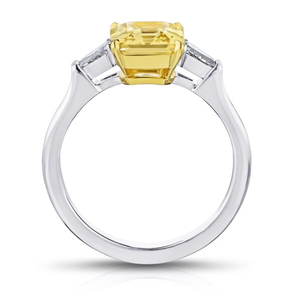 2.52 Carat Emerald Cut Yellow Sapphire and Diamond Ring