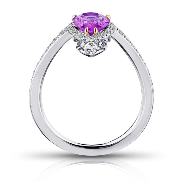 1.81 Carat Pear Shape Pink Sapphire and Diamond Ring