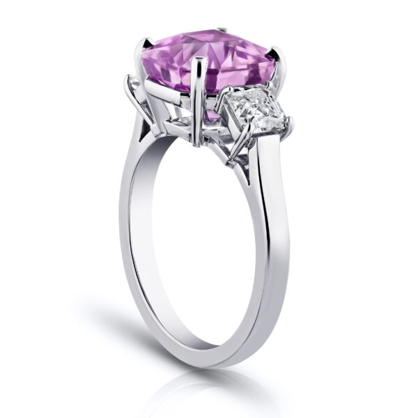 5.96 Carat Radiant Cut Pink Sapphire and Diamond Ring