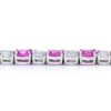 Pink Sapphire and Antique Cushion Diamond Platinum Bracelet