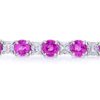 Pink Sapphire and Antique Cushion Diamond Platinum Bracelet