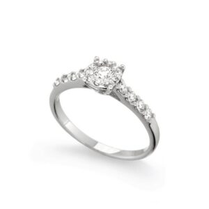 0.51 Carat Halo Diamond Ring in 18K White Gold