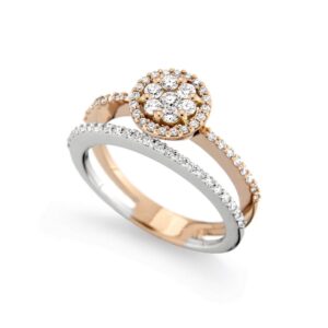 0.61 Carat Multi-Band Engagement Ring in 18K White Gold