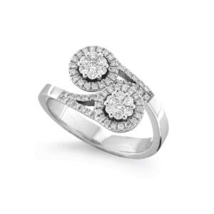 0.46 Carat Two Stone Cross-over Diamond Ring in 18K White Gold