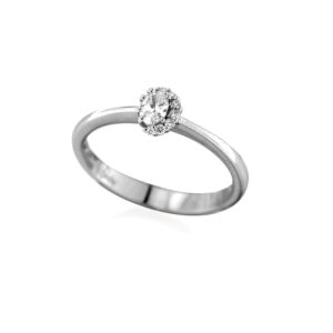 0.19 Carat Halo Engagement Ring in 18K White Gold