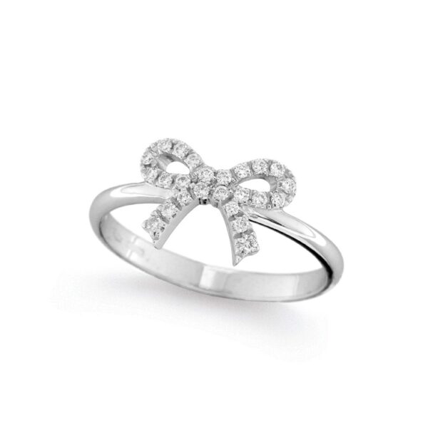 0.18 Carat Bow Diamond Ring in 18K White Gold