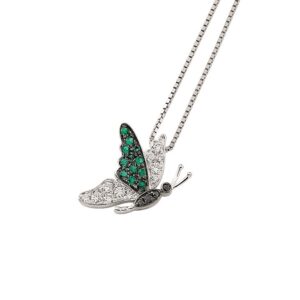 Butterfly Pendant Necklace in 18K White Gold