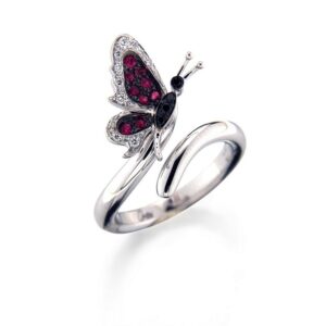 Butterfly Ruby Ring in 18K White Gold
