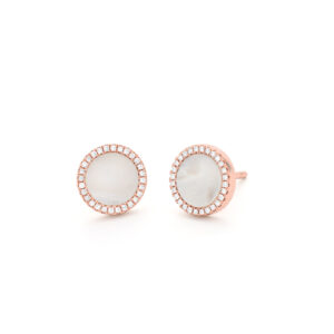 0.15 ct. Mother-of-pearl Diamond Stud Earrings in 14K Rose Gold