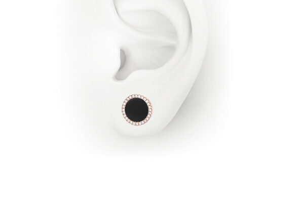 0.15 ct. Onyx Diamond Stud Earrings in 14K Rose Gold