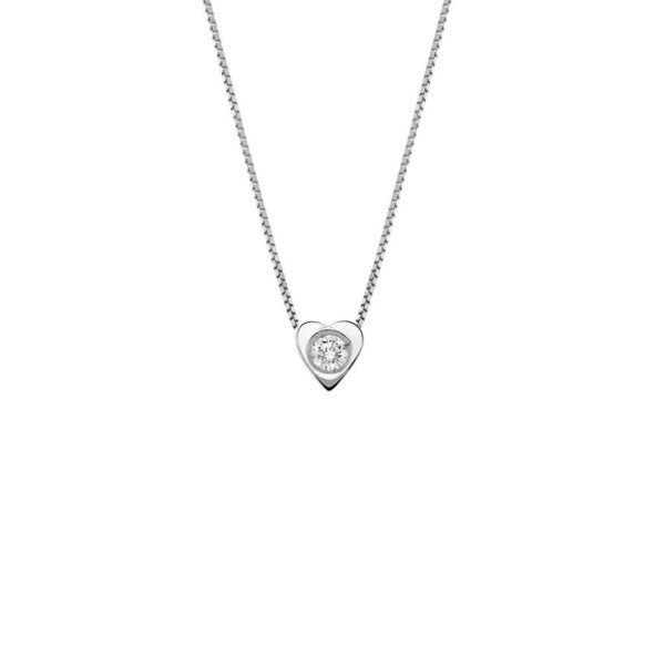 Heart Diamond Pendant Necklace in 18K White Gold