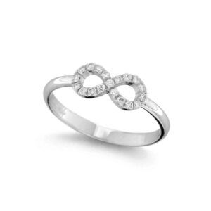 Infinity Diamond Ring in 18K White Gold