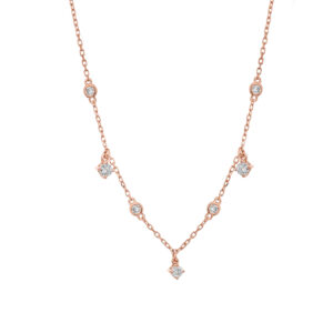 0.18 ct. 7 Diamonds Floating Necklace in 14K Rose Gold