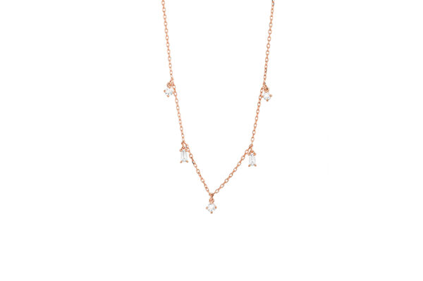 0.22 ct. 5 Diamonds Necklace in 14K Rose Gold