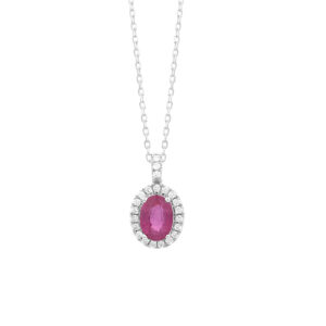 0.98 ct. Ruby Pendant Necklace in 14K White Gold