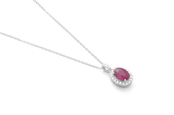 0.98 ct. Ruby Pendant Necklace in 14K White Gold